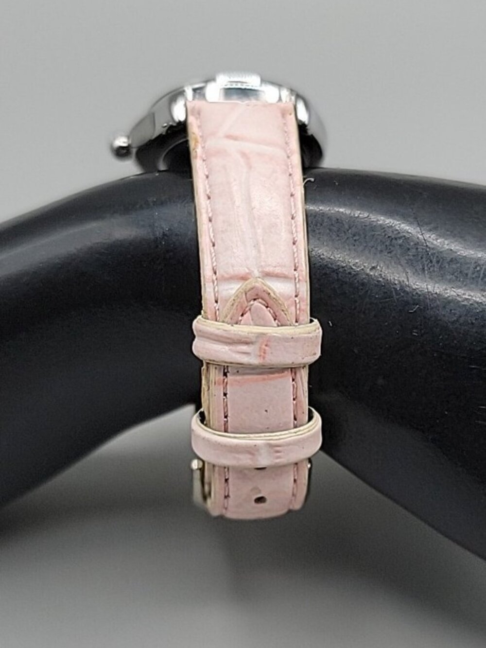 Galaxie Elgin Ladies Quartz Watch 6.5" Pink Leather Band 28mm Bubble MOP W1663 - Picture 6 of 16